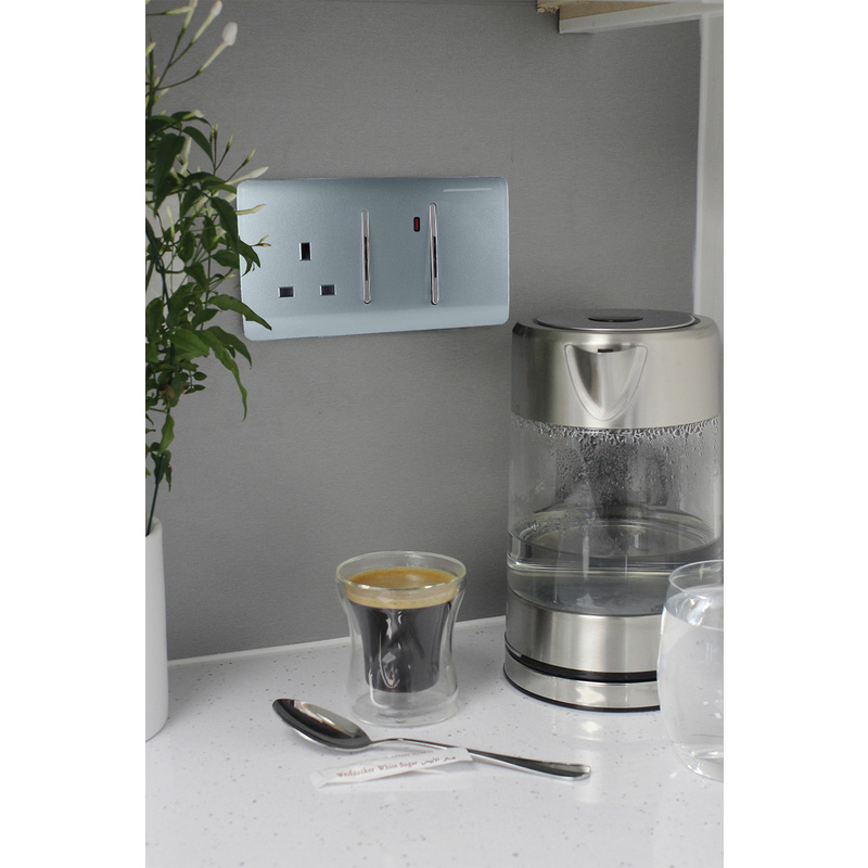 Trendiswitch Cool Grey 13 Amp Cooker Switch & Socket with Neon 2 Gang