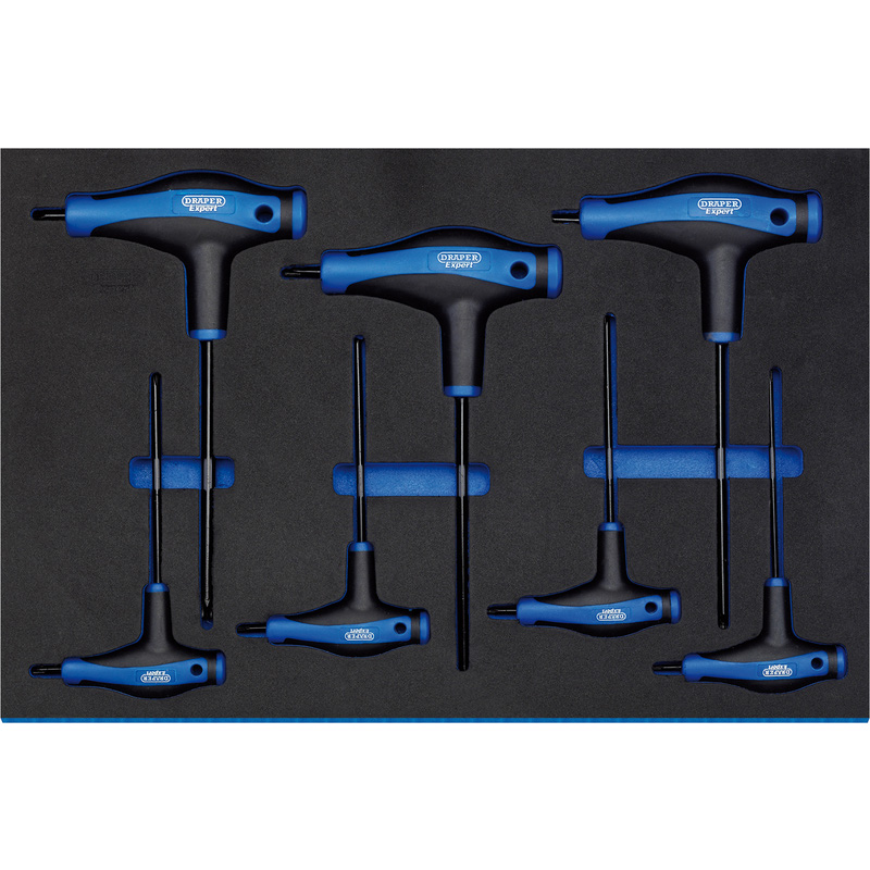 Draper TX-STAR T' Handle Key Set in 3/4 Drawer EVA Insert Tray 7 Piece