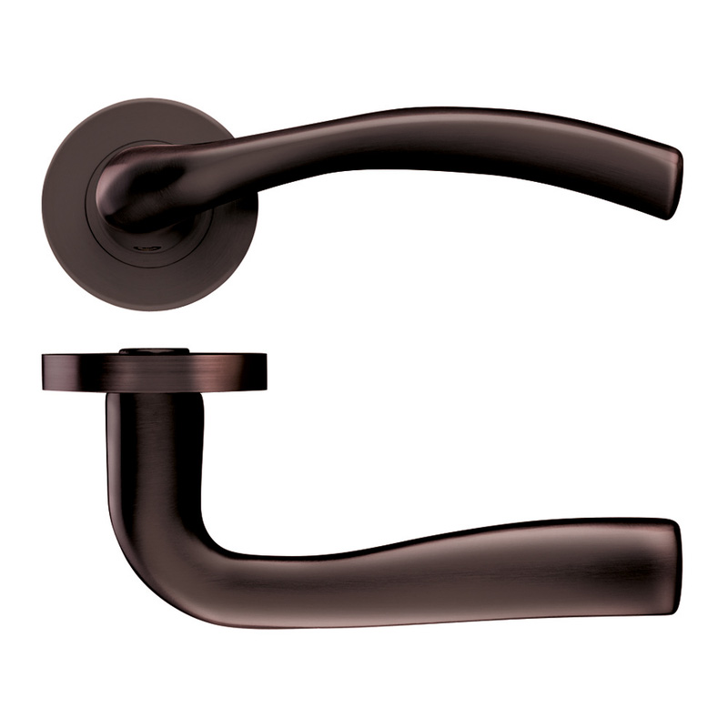 Stanza Siena Lever on Rose Door Handles Etna Bronze