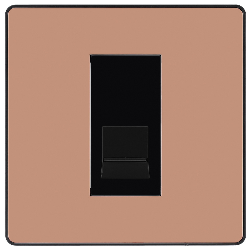 BG Evolve Polished Copper (Black Ins) Single Secondary Telephone Socket