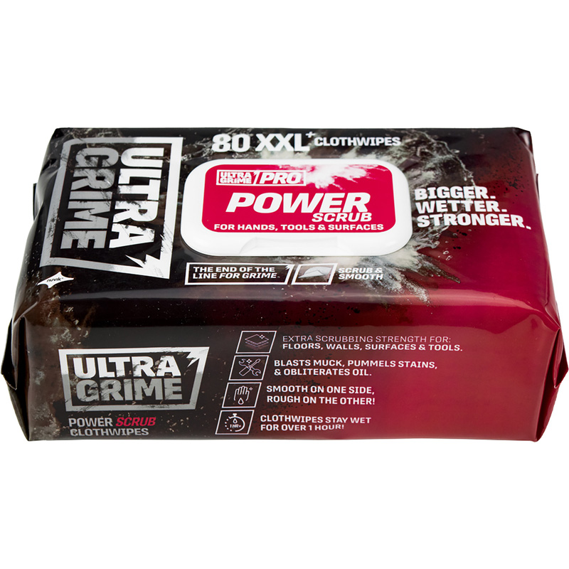 UltraGrime Pro Power Scrub XXL+ Clothwipes 80pk 80 pack