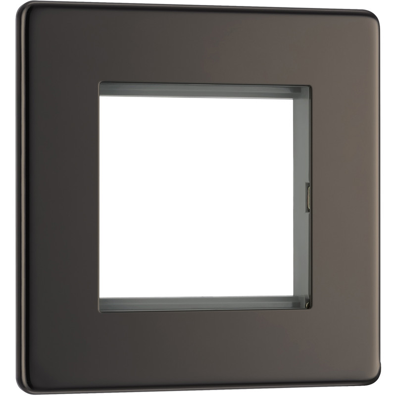BG Screwless Flat Plate Black Nickel Data Plate 1 Gang 2 Module