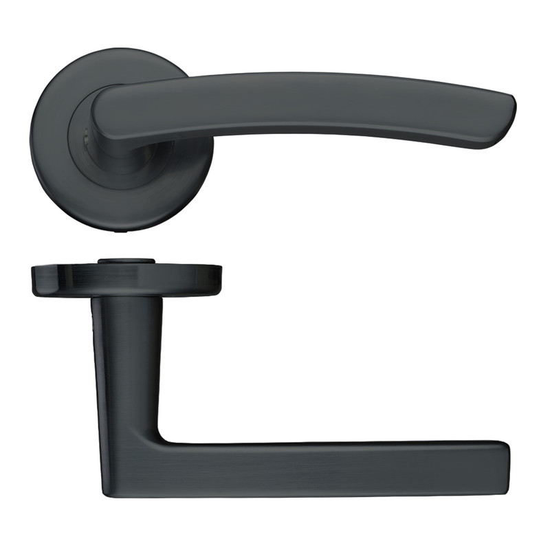 Stanza Santiago Lever on Rose Door Handles Matt Black