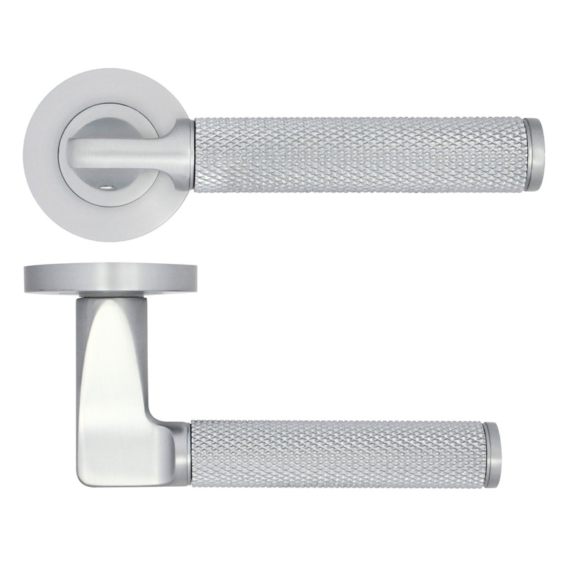 Stanza Bilbao Lever on Rose Door Handles Satin Chrome