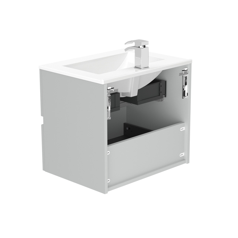 Newland Double Drawer Wall Hung Vanity Unit With Basin Pearl Grey 600mm