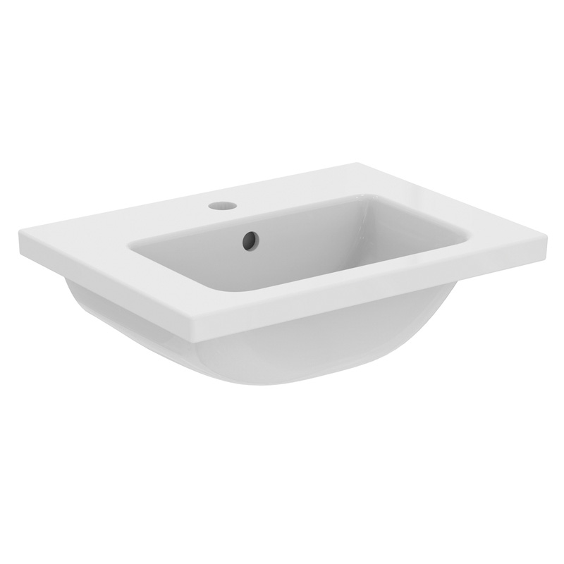 Ideal Standard i.life S Compact Wall Hung Vanity Unit with Basin Matt Quartz Grey 500mm with Matt Black Handle