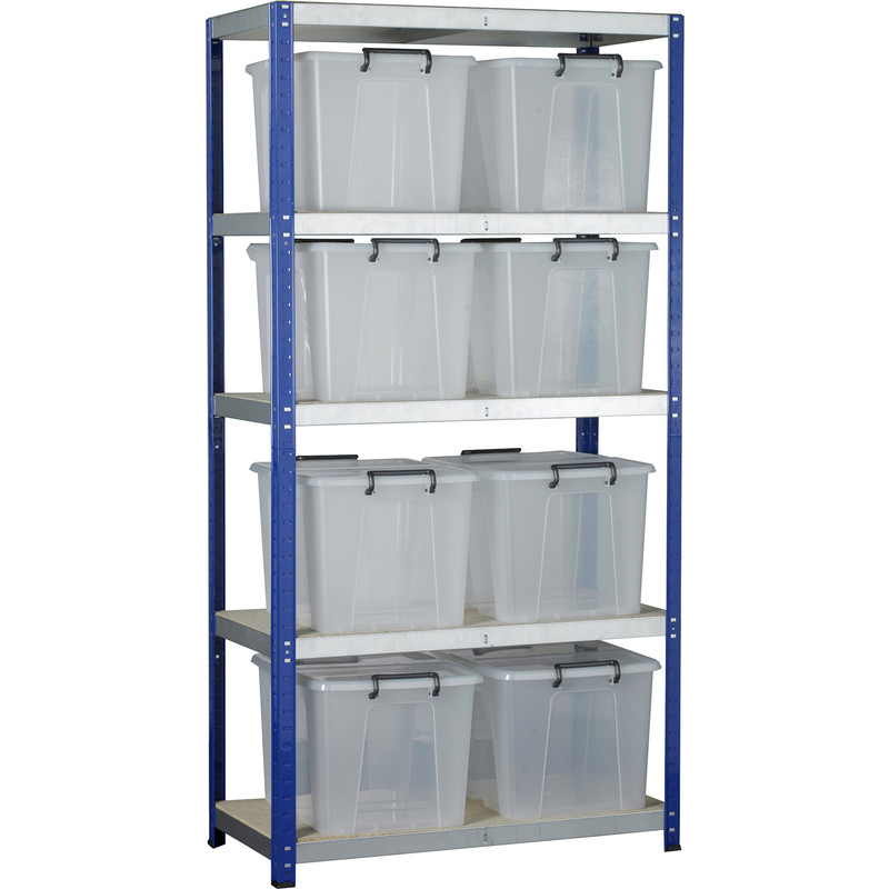 Eco 5 Tier Shelving Bay with Storage Containers 1800 x 900 x 450mm