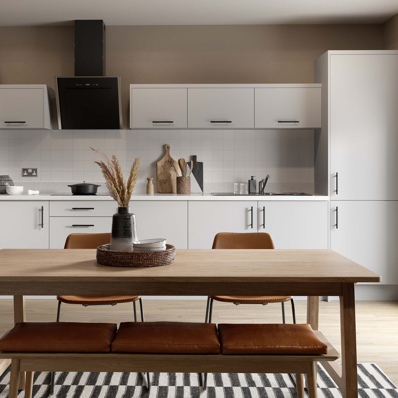 Kitchen Kit Flatpack Slab Kitchen Cabinet Base Unit Ultra Matt Light Grey 1000mm