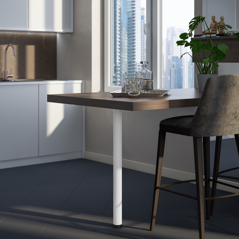 Rothley Worktop Leg 60mm x 870mm Matt White