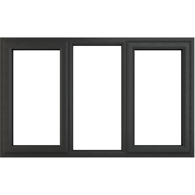 Crystal Casement uPVC Window Left & Right Hand Opening Fixed Centre 1770mm x 1190mm Clear Double Glazing Grey/White