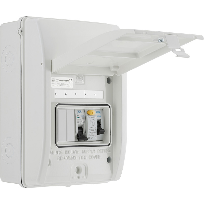 BG Metal Shower Consumer Unit IP65 2 Way