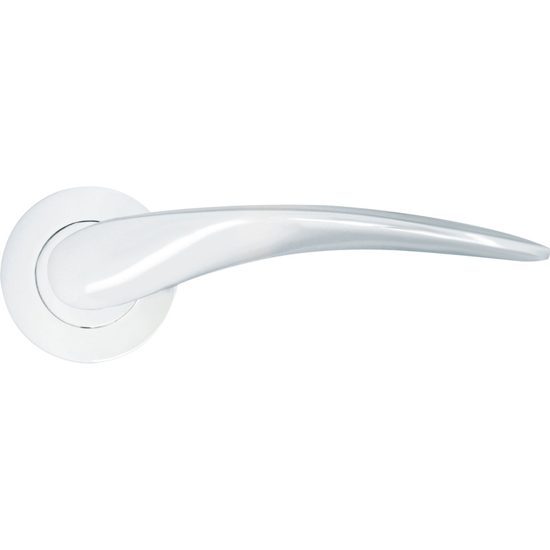 Stanza Merida Lever on Rose Door Handles Polished Chrome