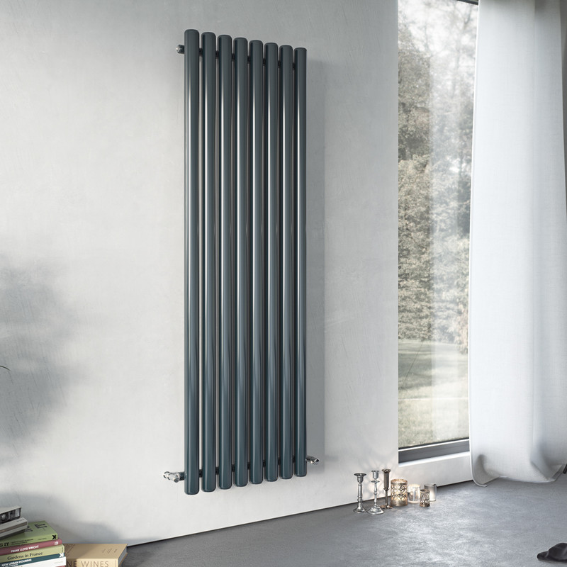 Ximax Devon Round Tube Designer Radiator 1500 x 435mm 3481Btu Anthracite