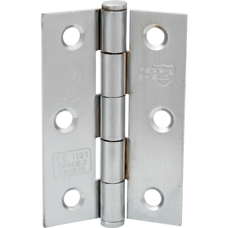 Grade 7 Button Tip Fire Door Hinge 75mm Polished Chrome