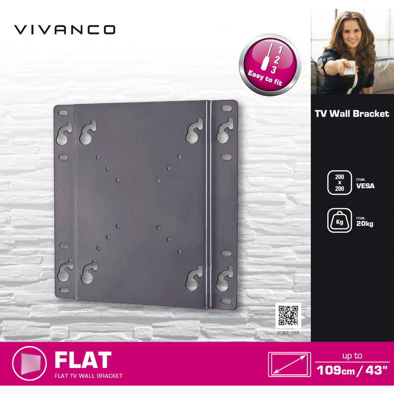 Vivanco Flat TV Wall Mount Bracket Small Up To 43"