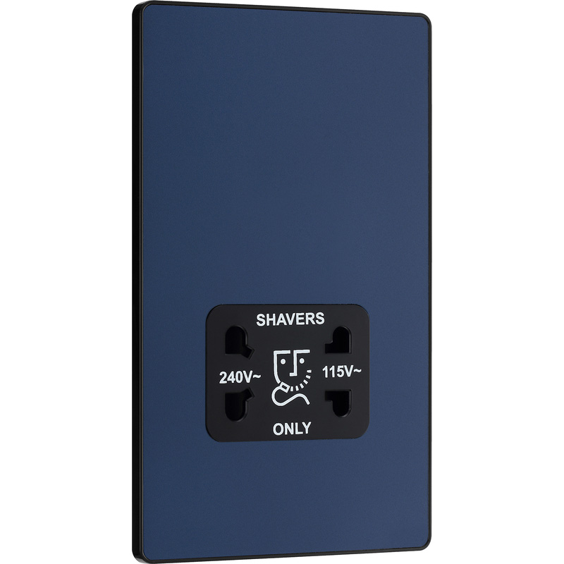 BG Evolve Matt Blue (Black Ins) Dual Voltage Shaver Socket 115/240V