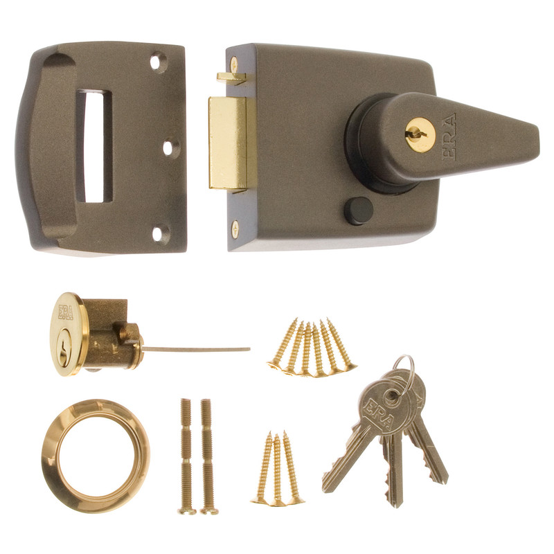 ERA Double Locking Nightlatch Grey Narrow