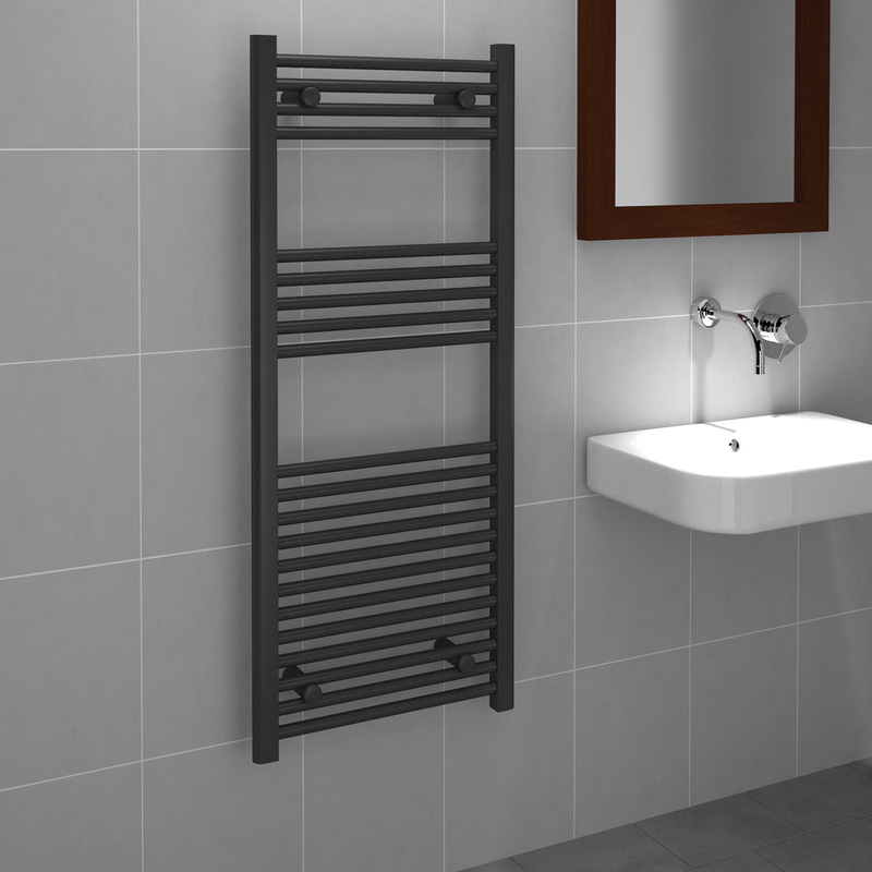 Kudox Flat Black Towel Radiator 1200mm x 500mm Black