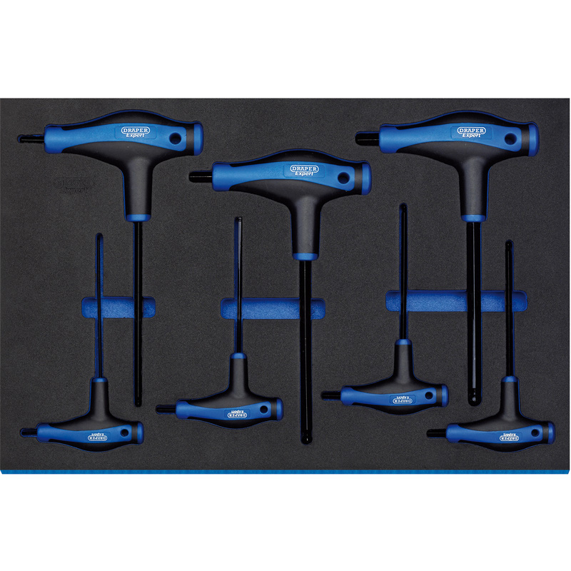 Draper T' Handle Ball End Hexagon Key Set in 3/4 Drawer Eva Insert Tray 7 Piece