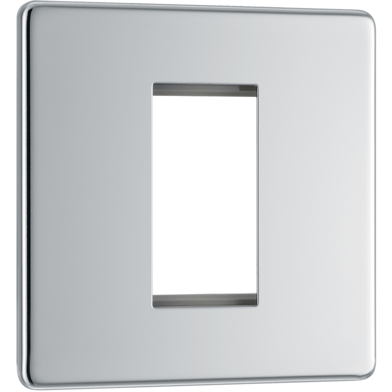 BG Screwless Flat Plate Polished Chrome Data Plate 1 Gang  1 Module