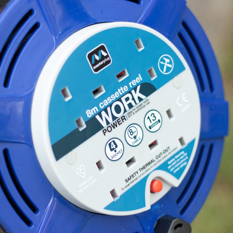 Masterplug 13A Cassette Cable Reel 4 Socket 8m 240V