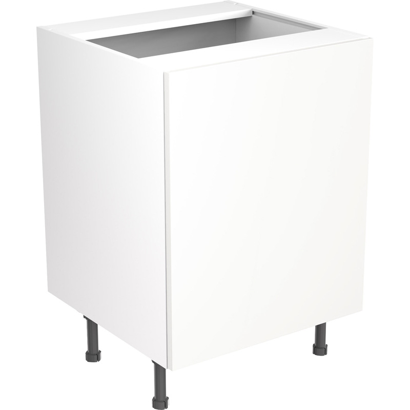 Kitchen Kit Ready Made Slab Kitchen Cabinet Base Sink Unit Ultra Matt White 600mm