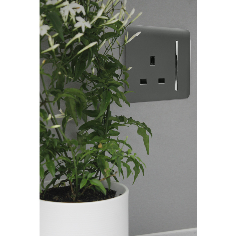 Trendiswitch Charcoal 1 Gang 13 Amp Switched Socket 1 Gang