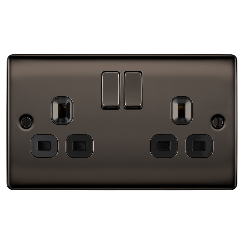 BG Black Nickel 13A DP Switched Socket 2 Gang