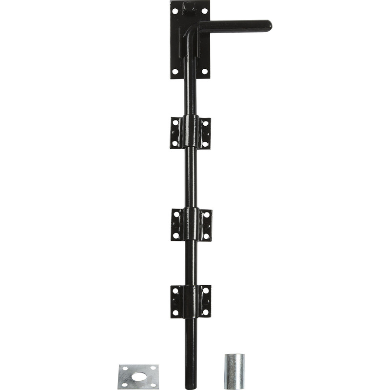 GateMate Premium Black Garage Door Bolt 450mm Black on Galvanised