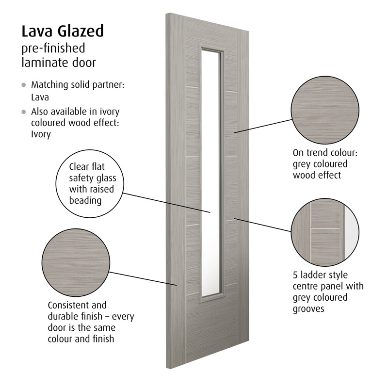 Lava Clear Glazed Laminate Internal Door 35 x 1981 x 762mm