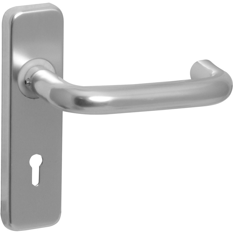 Aluminium Round Bar Door Handles Lock Satin