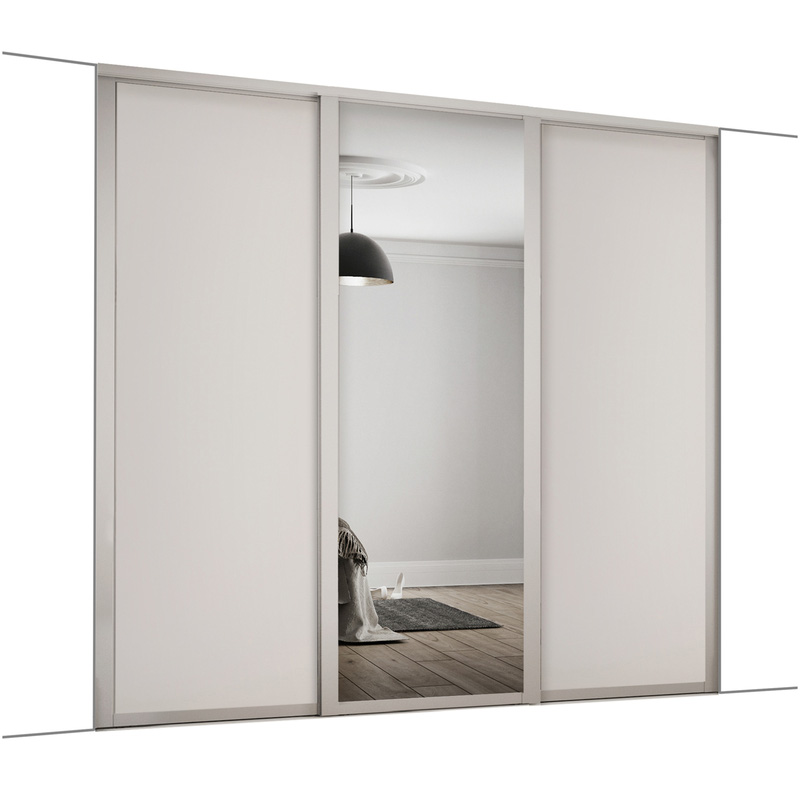 Spacepro Shaker 3 Door Sliding Wardrobe Kit Cashmere and Mirror 2136 x 2260mm