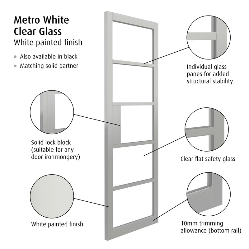 Metro White Clear Glass Internal Door 35 x 1981 x 838mm