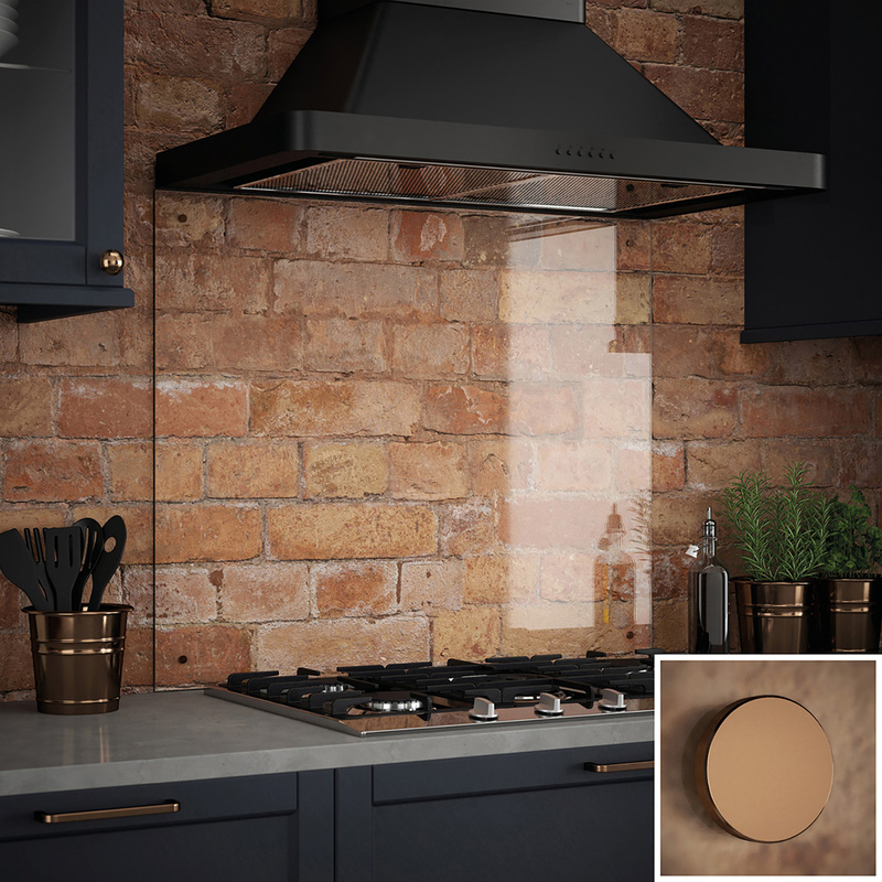 Splashback Clear Glass Splashback with Copper Caps 900 x 750mm