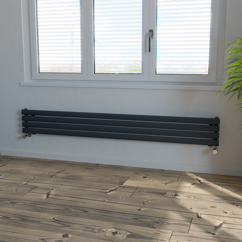 Ximax Bristol Single Horizontal Designer Radiator 236 x 1800mm 1652Btu Anthracite