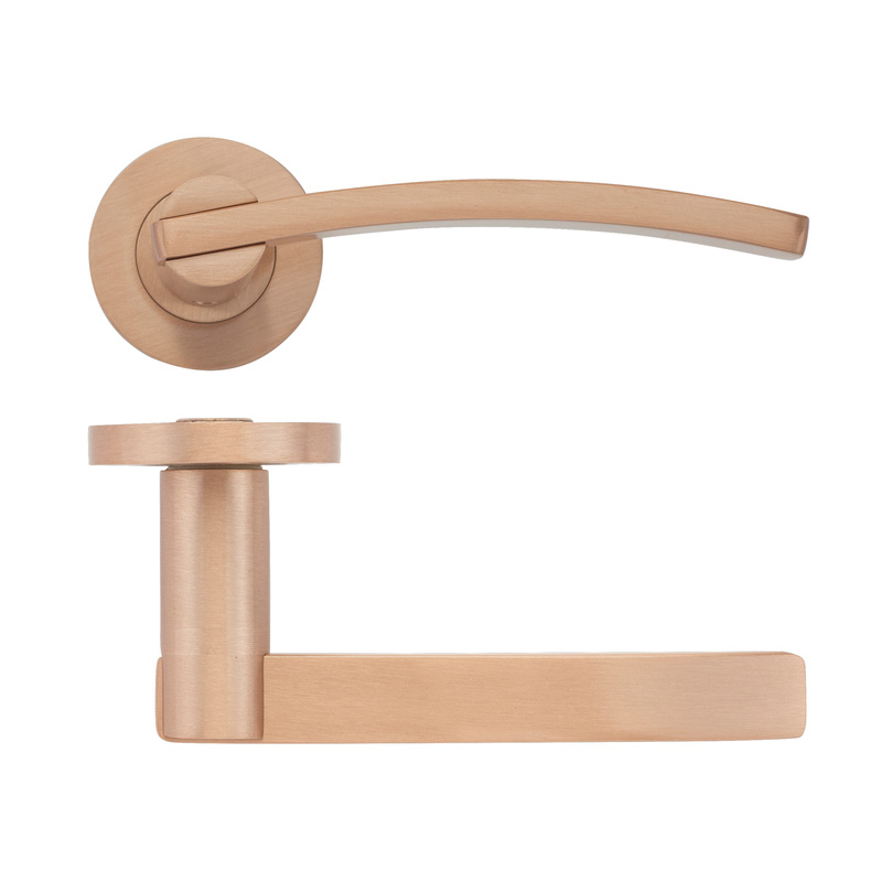Stanza Adria Lever on Rose Door Handles Tuscan Rose Gold