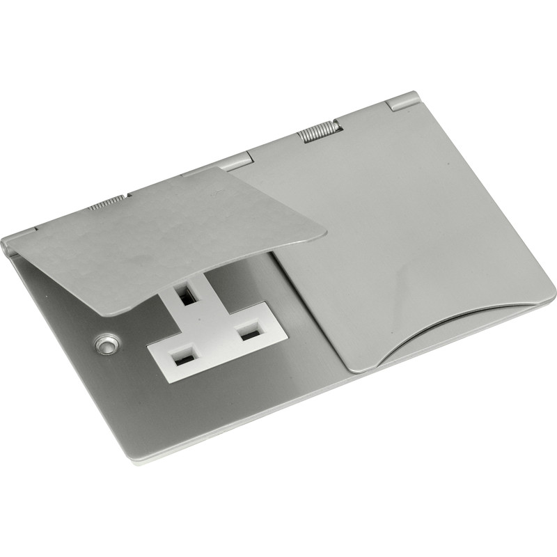 Floor Socket Twin Satin Chrome