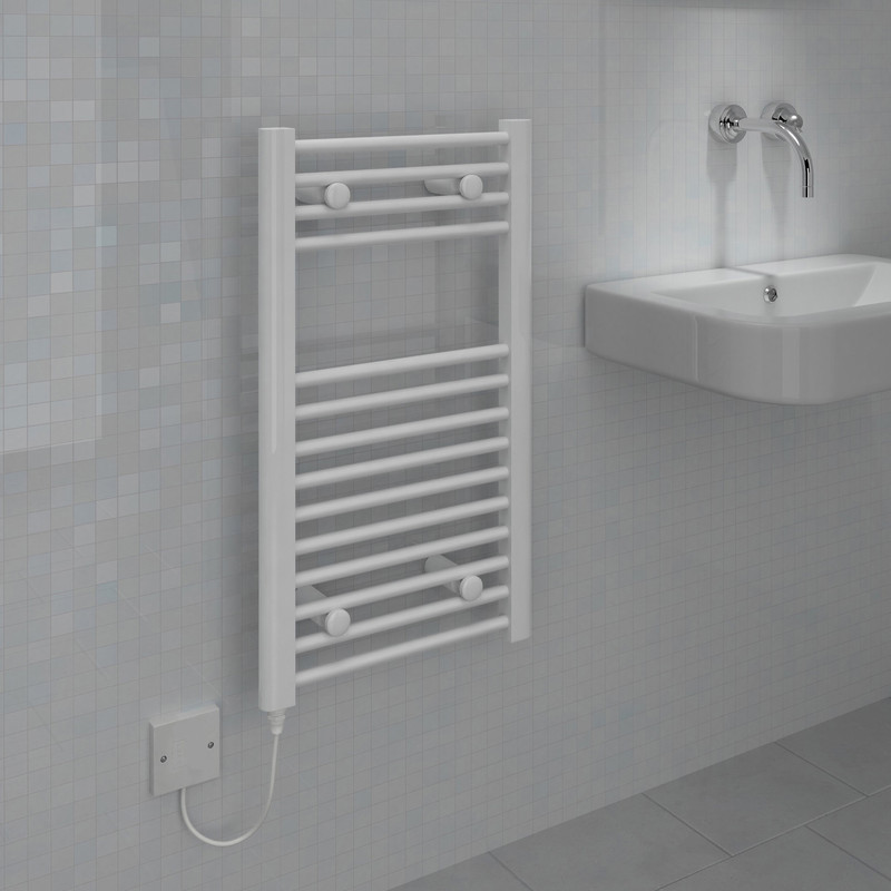 Kudox Electric Pre-Filled White Flat Towel Radiator 700 x 400mm 150W