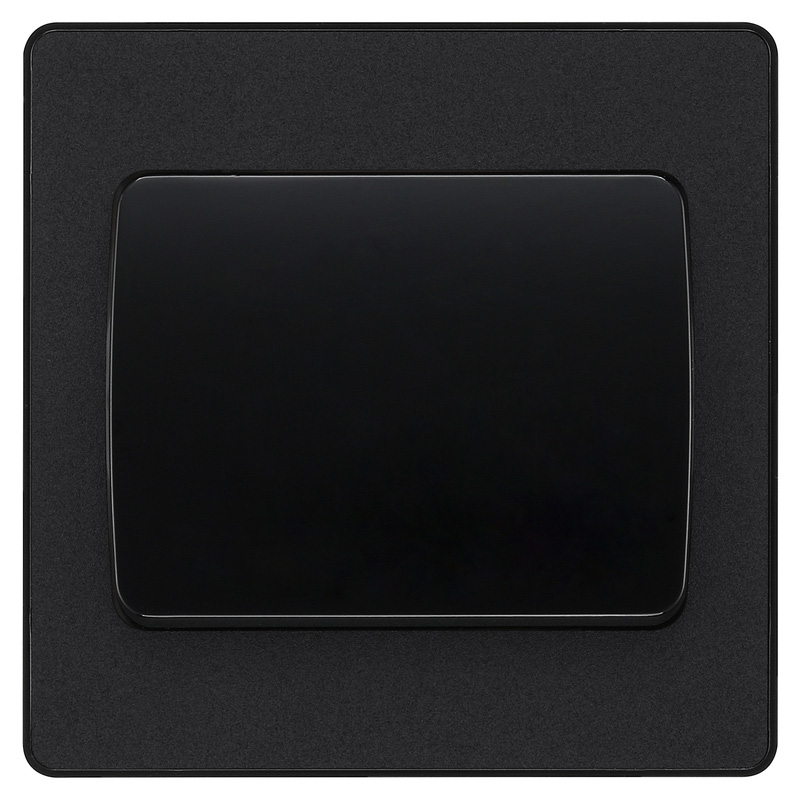 BG Evolve Matt Black (Black Ins) Single Light Switch, 20A 16Ax, 2 Way, Wide Rocker