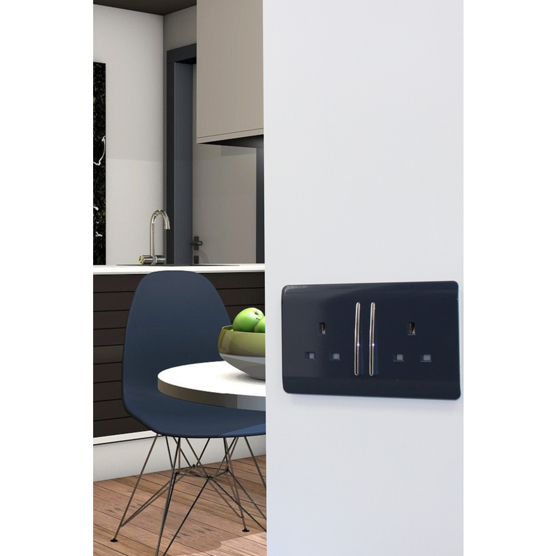 Trendiswitch Navy 2 Gang 13 Amp Switched Socket 2 Gang
