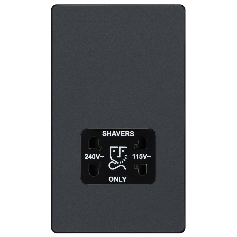 BG Evolve Matt Grey (Black Ins) Dual Voltage Shaver Socket 115/240V