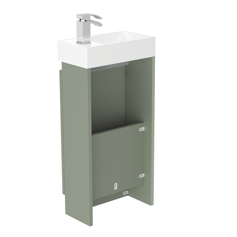 Newland Single Door Floor Standing Vanity Unit With Basin Sage Green 400mm