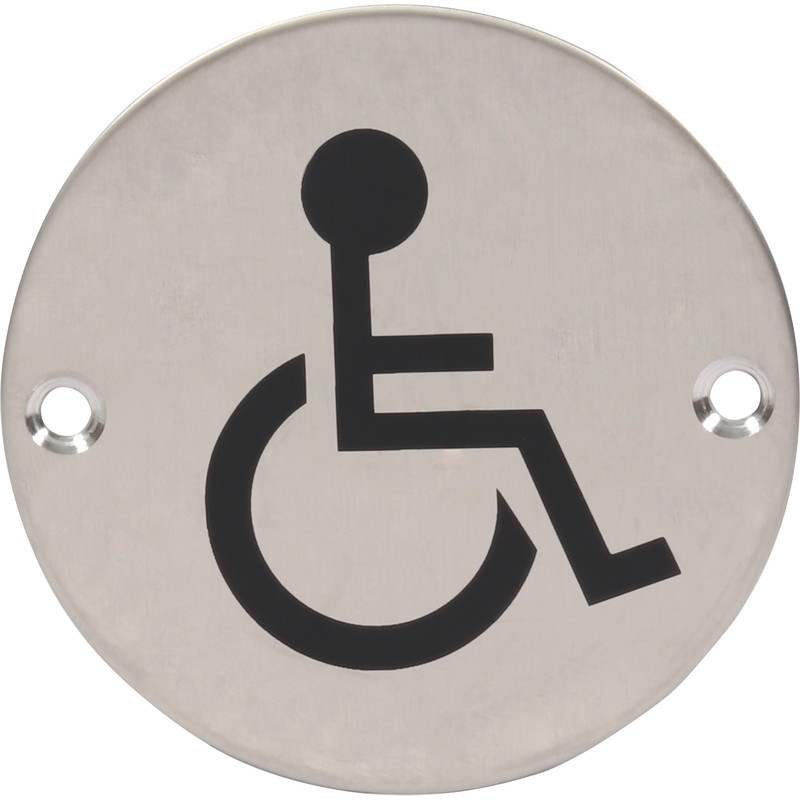Satin Stainless Steel Door Sign Disabled 75mm