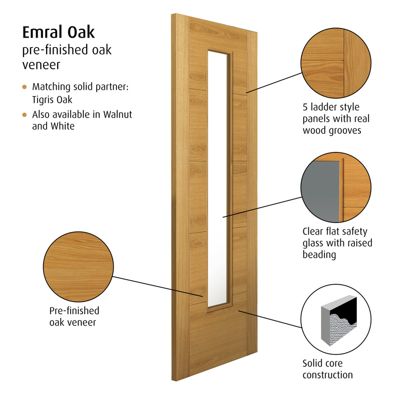Emral Oak Glazed Internal Door Pre-Finished 35 x 1981 x 762mm