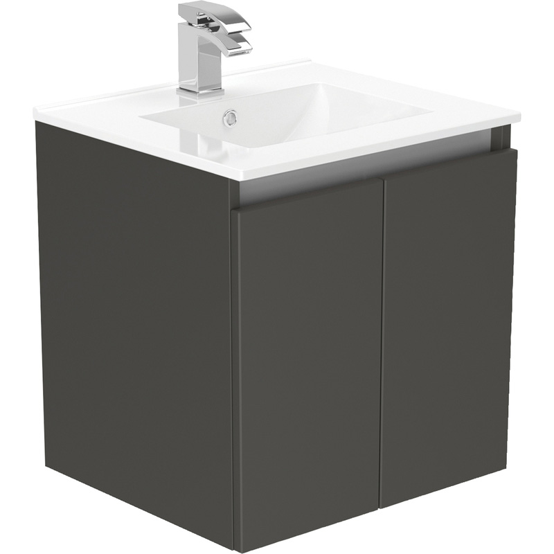 Newland Double Door Wall Hung Vanity Unit With Basin Midnight Mist 500mm
