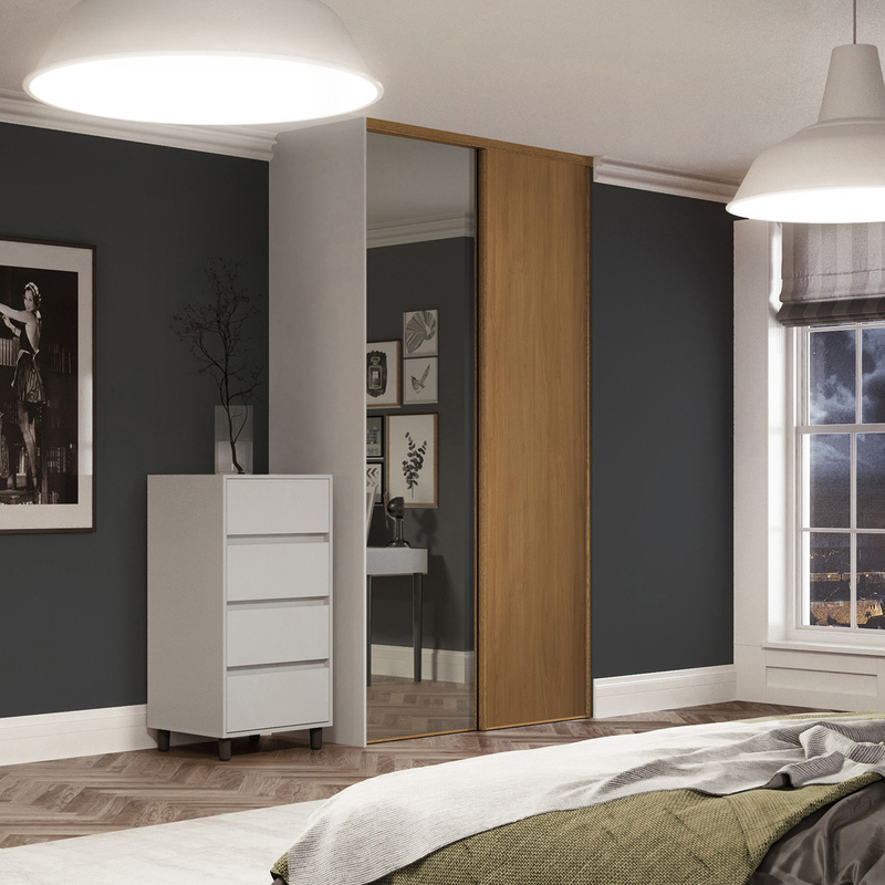 Spacepro Classic 2 Door Sliding Wardrobe Kit Oak and Mirror 1185 x 2260mm
