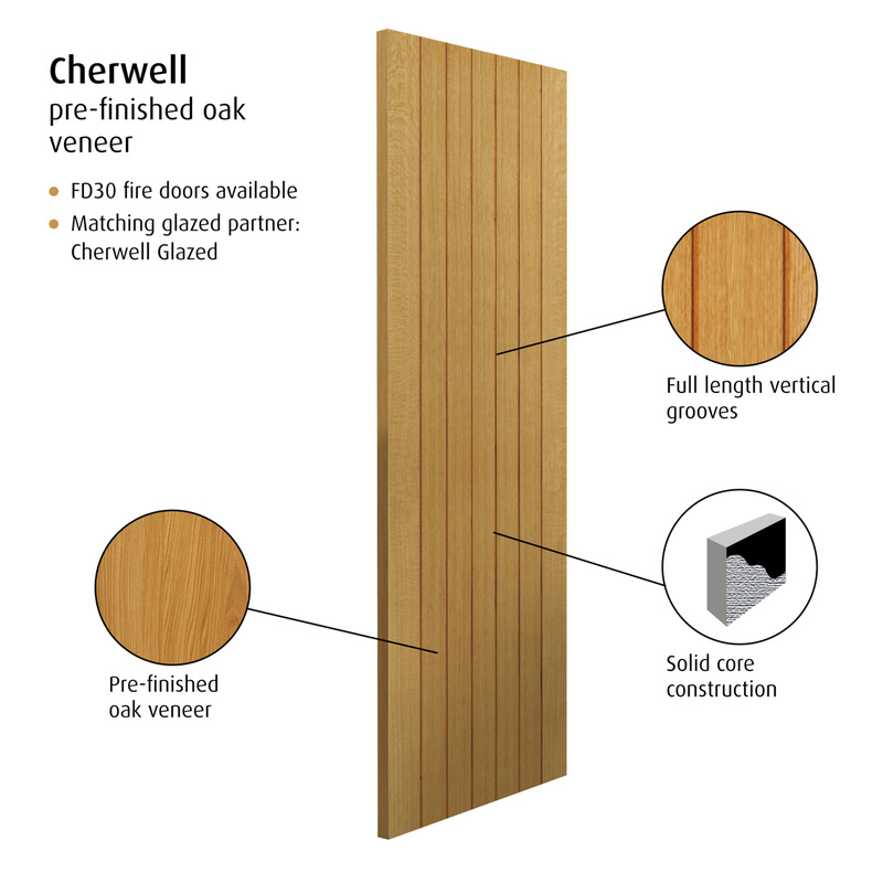 Cherwell Oak Internal Door Pre-Finished 35 x 1981 x 838mm