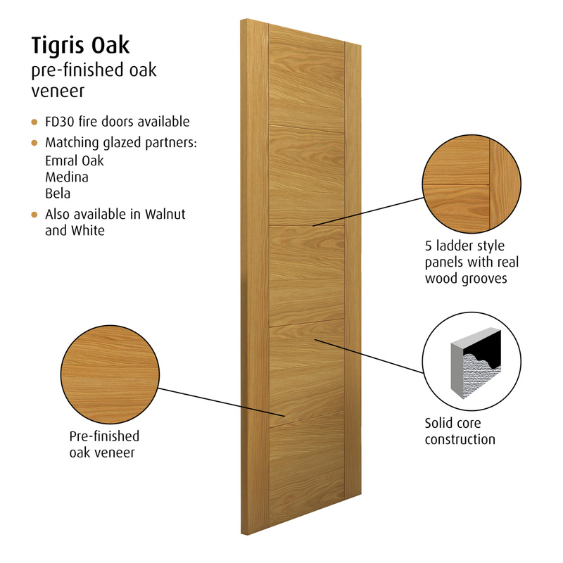 Tigris Oak Internal Door Pre-Finished 40 x 2040 x 626mm