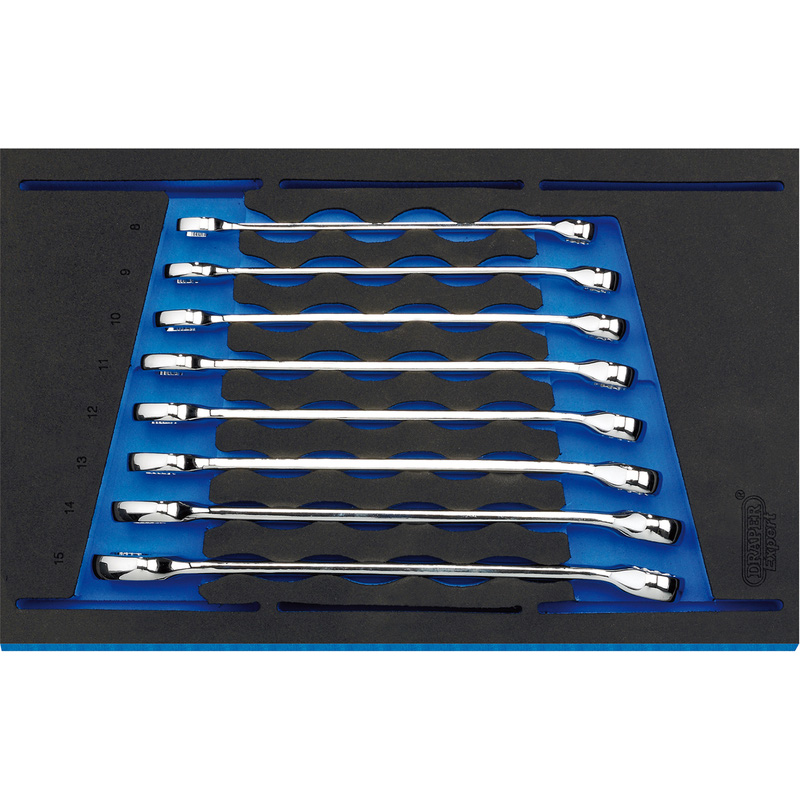 Draper Combination Spanner Set in 1/4" Drawer EVA Insert Tray 8 Piece