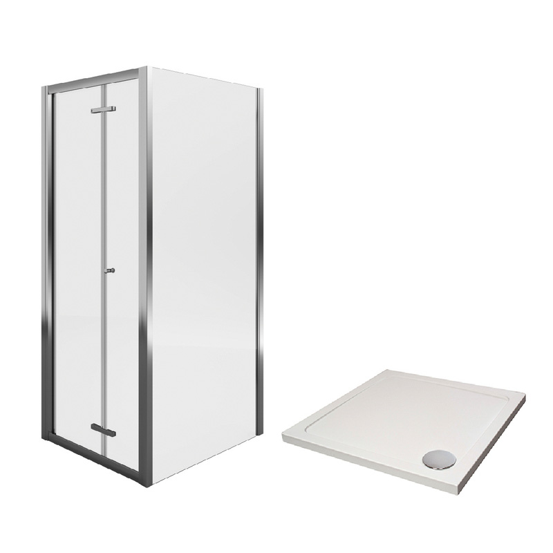 Aqualux Framed 8mm Bi-Fold Door & Side Panel Shower Enclosure 900x900mm